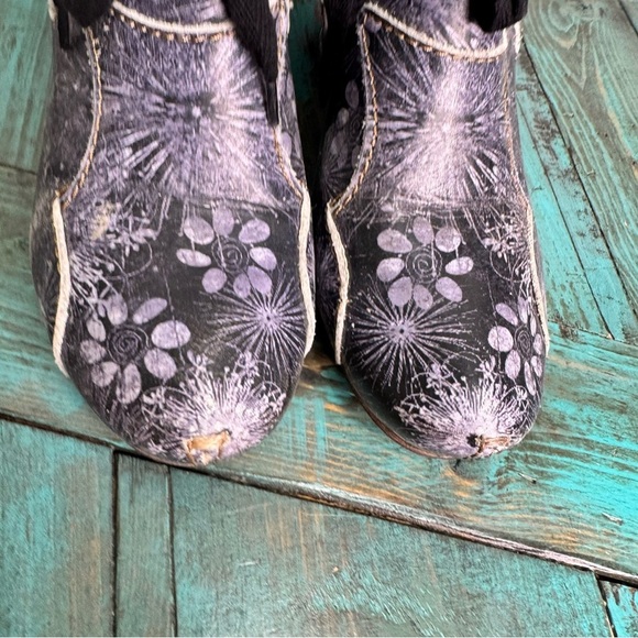 Rovers Womens Size 40 EUR Grey Leather Zip Laces Floral Steampunk Ankle Boots - Picture 15 of 16